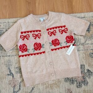 Cupcakes and Cashmere Bow Rose Heart Cardigan Size S